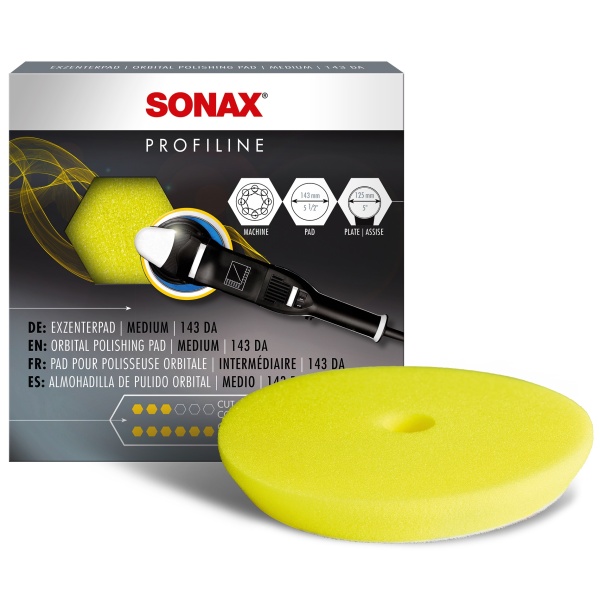 Sonax Profiline Orbital Polishing Pad Medium Burete Galben Pentru Polish Dual Action Mediu 143MM 493341